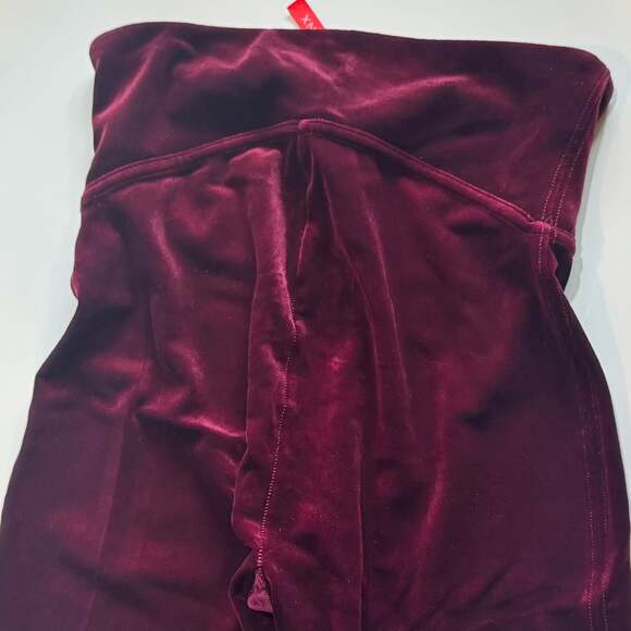 Spanx Leggings Pants Women Burgundy Velvet High Waist Stretch XS - Picture 6 of 7